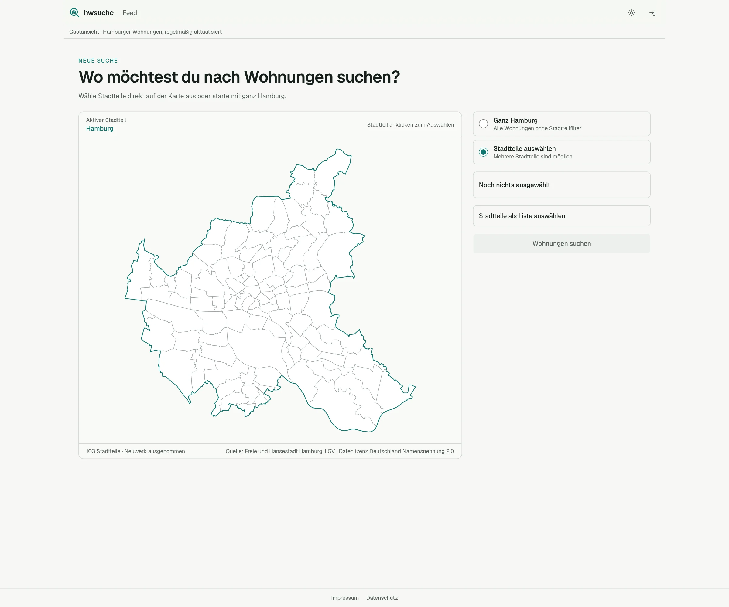 Hamburg Wohnungssuche interface